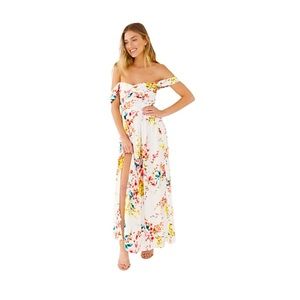 Plum Pretty Sugar Charlie V2 Heartbreaker Maxi Dress Floral White Size 10